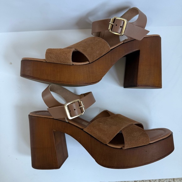 Seychelles Paloma Platform Wedge Leather Sandals Size 8 Made In Italy Retro - Picture 3 of 9
